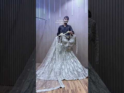 Engaging golden silver crop top Lehenga