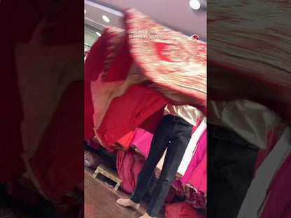 Attractive red zardozi dabka handwork handmade bridal Lehenga