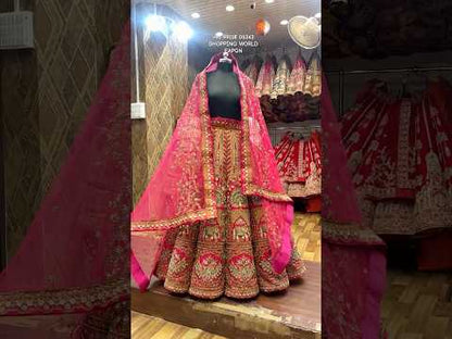 Peacock elephant figure rani pink ball bridal Lehenga