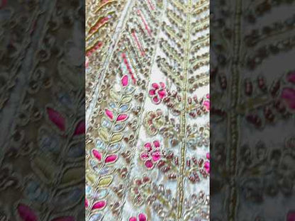 Majestic ivory white maroon Lehenga