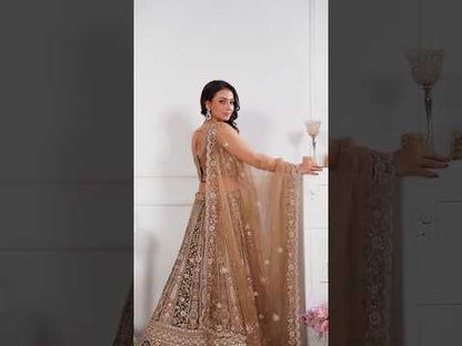 Engaging brown maroon lehenga