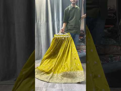 Stunning yellow haldi mehendi peplum dress lehenga
