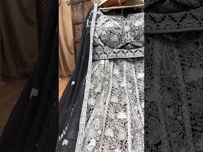 Awesome silver black crop top Lehenga