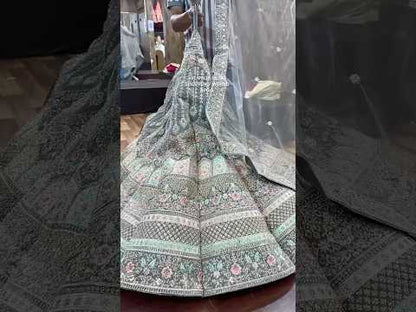 Fabulous handmade pista green ball bridal lehenga