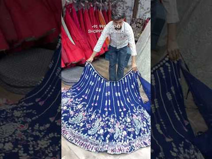 Dark Blue Peacock PDP Lehenga