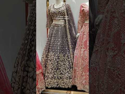 Glamourous purple Lavender crop top Lehenga