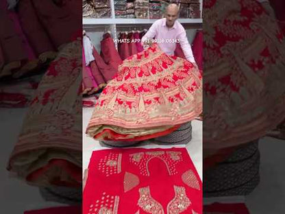 Fair red peacock bridal lehenga