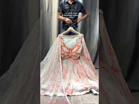 Pleasing white peach crop top Lehenga