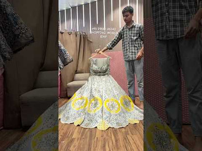 Stunning blue yellow crop top Lehenga