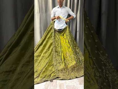 Magnificent Mehendi green Lehenga