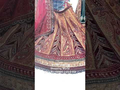 Heavy maroon Rajwada marwadi bridal lehenga