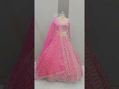 Astonishing Orange Ready to wear Mirror work Crop Top Lehenga