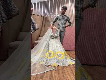 Stunning blue yellow crop top Lehenga