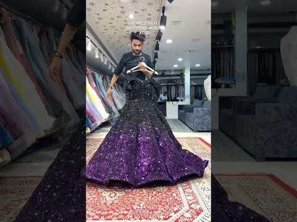 Majestic ball purple black gown