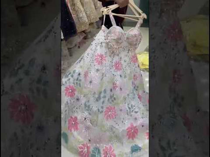 Lovely yellow Blue pink light green Pdp Ready to wear Crop top Lehenga