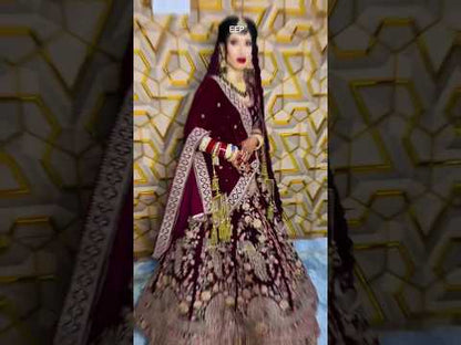 Amazing maroon peacock bridal lehenga