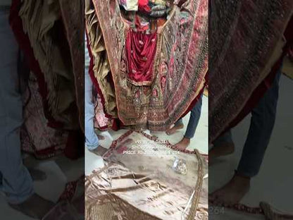 सुंदर मैरून आइवरी रॉयल विशाल फ्लेयर लहंगा डबल दुपट्टा