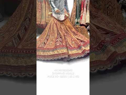 हॉट रेड मस्टर्ड मल्टी काली लहंगा