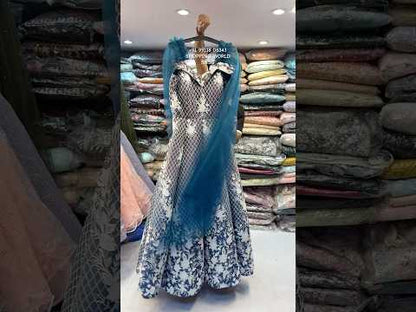 Eye catching blue ball gown Party Wear