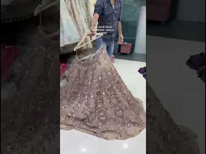 Embellished Rust Brown crop top Lehenga