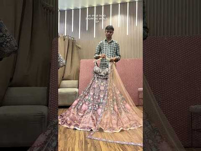 Pretty purple peach crop top Lehenga