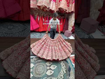 Rani pink red orange Peacock Multikali Ball Bridal Lehenga