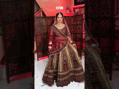 Pretty Dark maroon golden bridal lehenga ( happy customer)