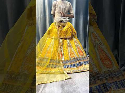 Yellow haldi mehendi Crop top Lehenga