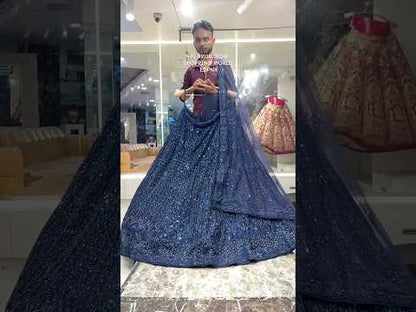 Gorgeous navy blue on blue monotone Lehenga