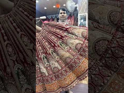 Gorgeous maroon handmade ball bridal lehenga
