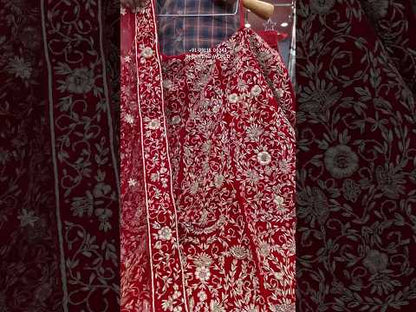 Eye catching maroon pure handwork zardozi dabka lehenga