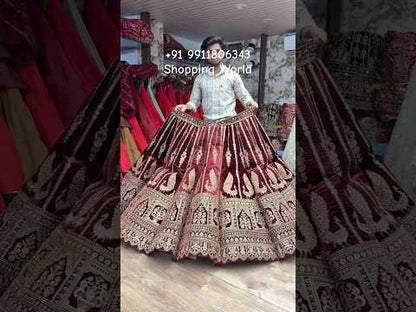Dark Maroon Peacock Ball Bridal Lehenga