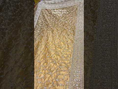 Embellished yellow haldi mehendi saree