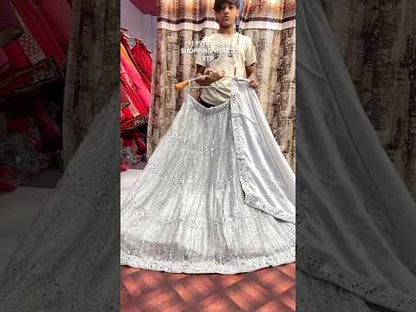 Gorgeous silver grey bridal Lehenga