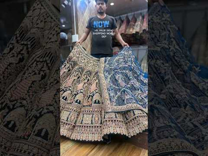 Lovely maroon blue morpich peacock doli barat bridal Lehenga
