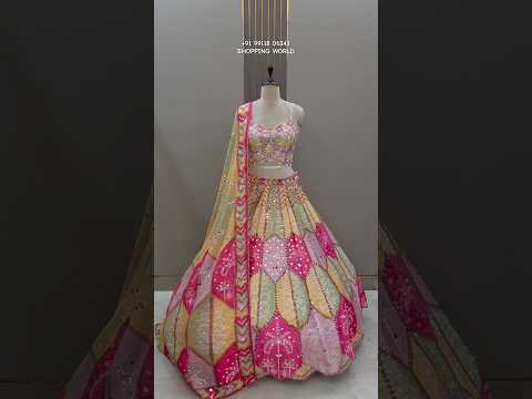 Yellow Green Hot Pink Multicolour Crop Top Lehenga