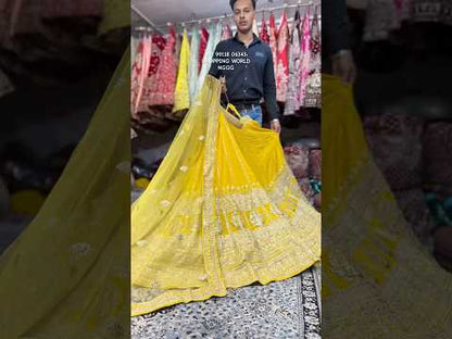 Tremendous Yellow haldi mehendi Lehenga