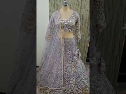 Majestic peacock Lilac crop top Lehenga