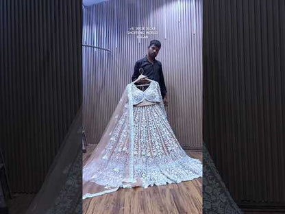 Elegant peach crop top Lehenga