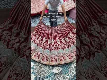 Maroon Peacock Ball Bridal Lehenga