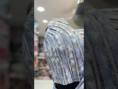 Fantastic glitter blue drape ready to wear saree