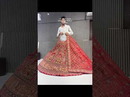 Stunning red peacock handwork bridal Lehenga
