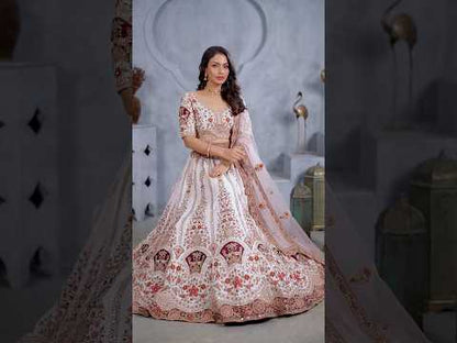 Lavishing light cream lehenga