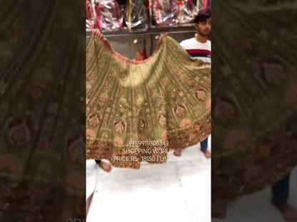 Double Dupatta Stunning Green Lehenga