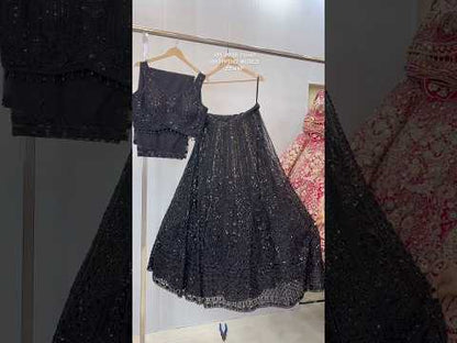 Fantastic black on black Monotone crop top Lehenga