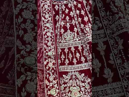 Something different maroon pure handwork zardozi dabka lehenga