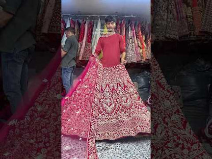 Astonishing red handwork zardozi dabka Lehenga
