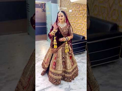 Pretty Dark maroon golden bridal lehenga ( happy customer)