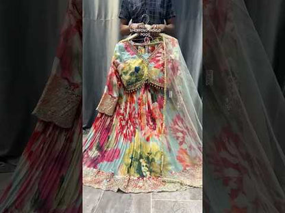 Pretty multicolour crop top Lehenga