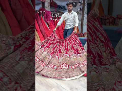 Cherry Red Peacock Doli Barat Bridal Lehenga